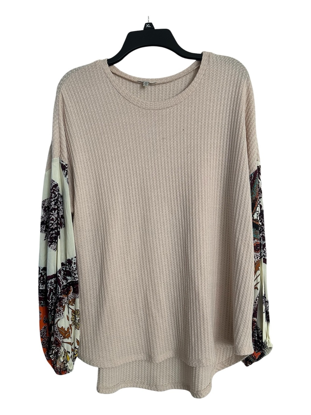 Jodifl Beige Floral Oversized Waffle Knit Top Size S P2P 26in - Picture 2 of 6